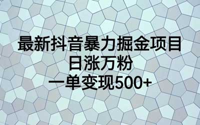 最火热的抖音暴力掘金项目，日涨万粉，多种变现方式，一单变现可达500